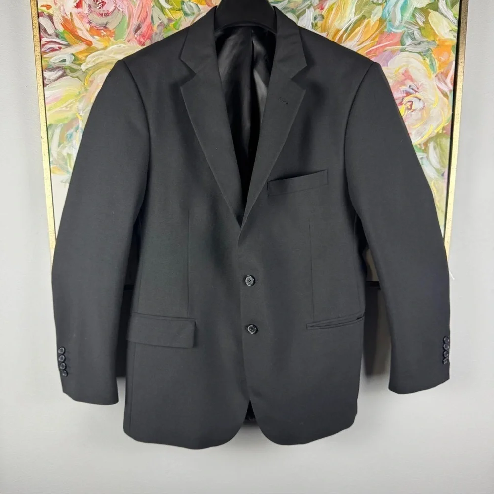 Lawrencepur Black Wool Blend Blazer Jacket Size 50R Classic Tailored